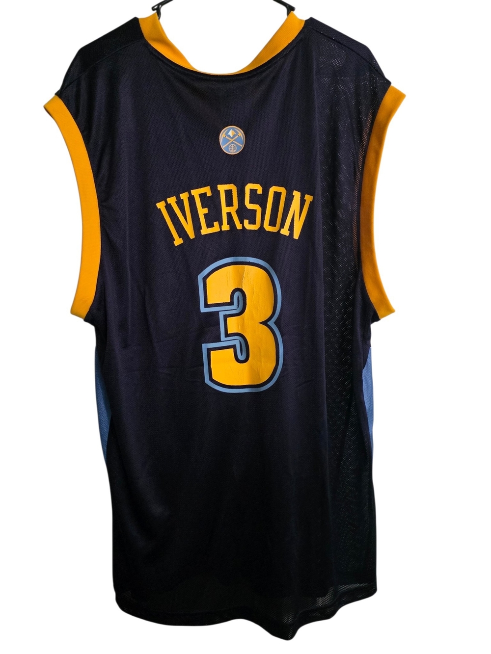 Adidas NBA Allen Iverson Denver Nuggets #3 Jersey Navy Blue XL Retro Y2K